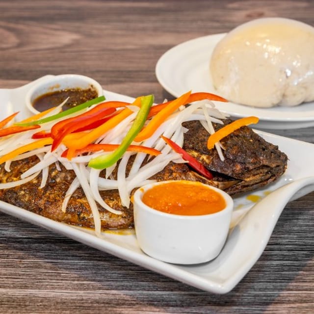 D6. Banku with Grilled Tilapia.